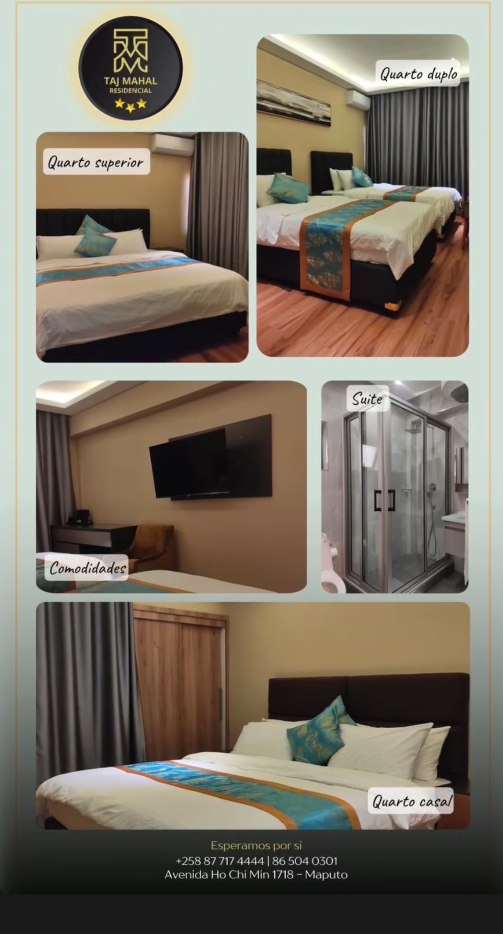 Suite e comodidades dos quartos